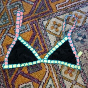 Neon & black bikini top